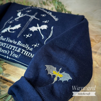 Violent Little Thing Slogan Embroidered Sweatshirt