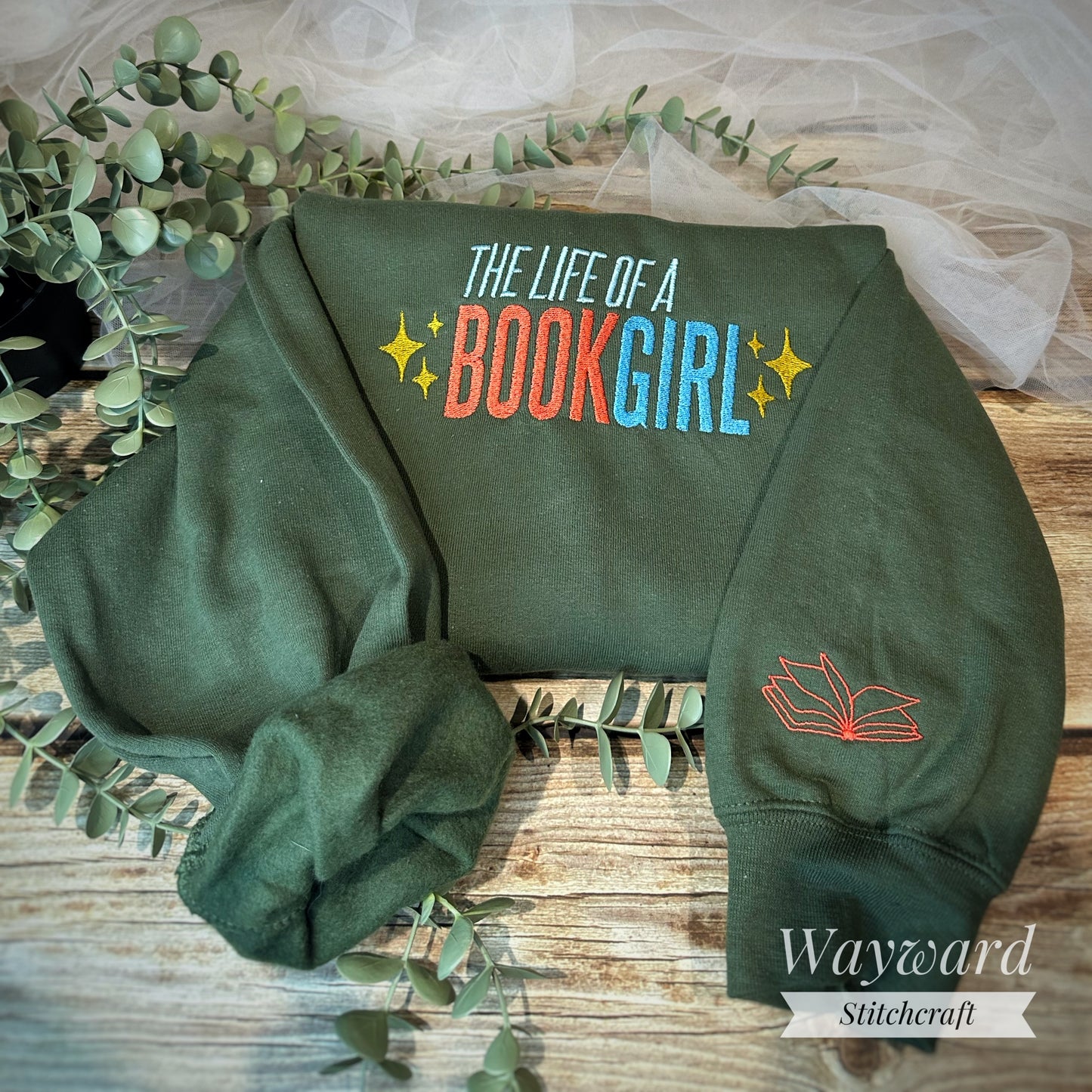 Life Of A Book Girl Embroidered Sweatshirt