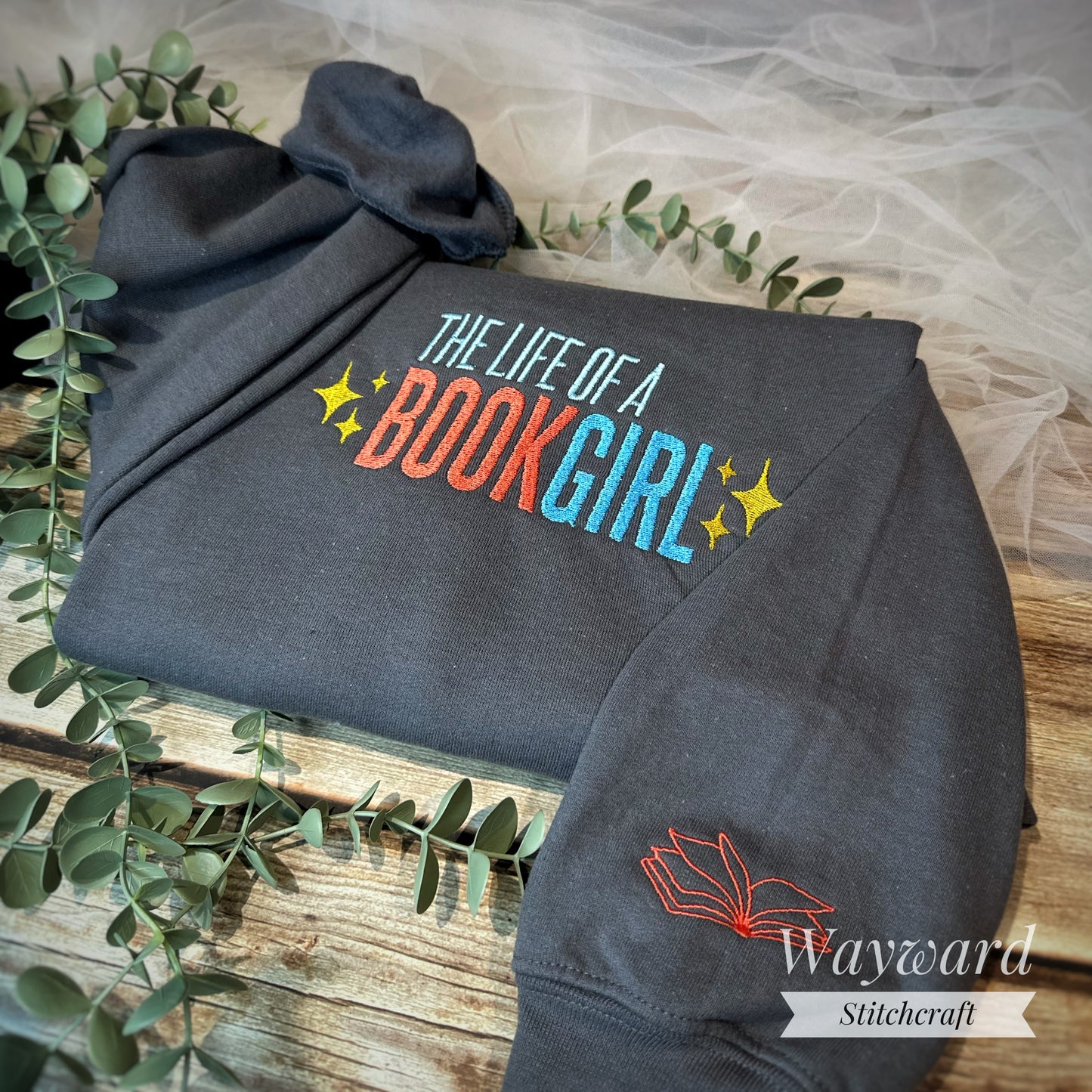 Life Of A Book Girl Embroidered Sweatshirt