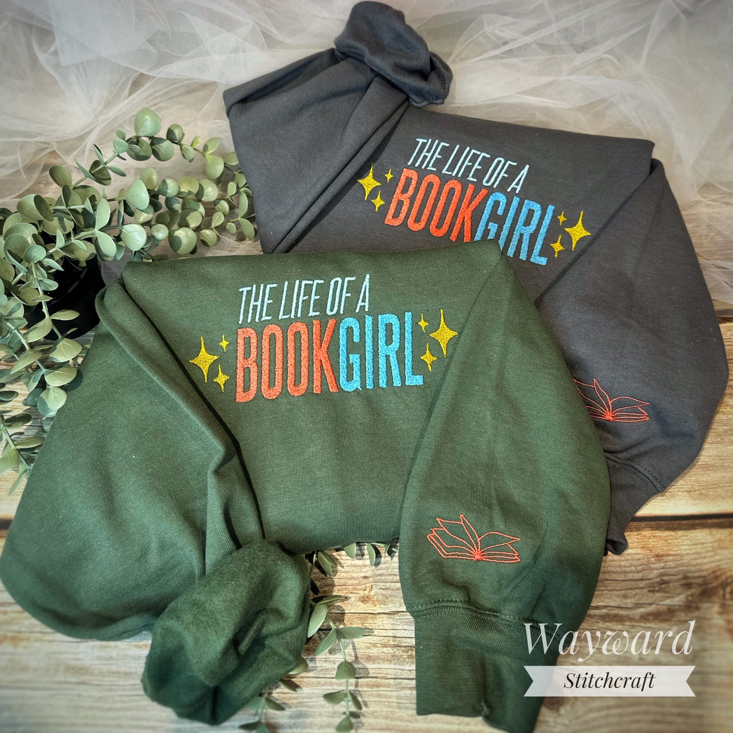 Life Of A Book Girl Embroidered Sweatshirt