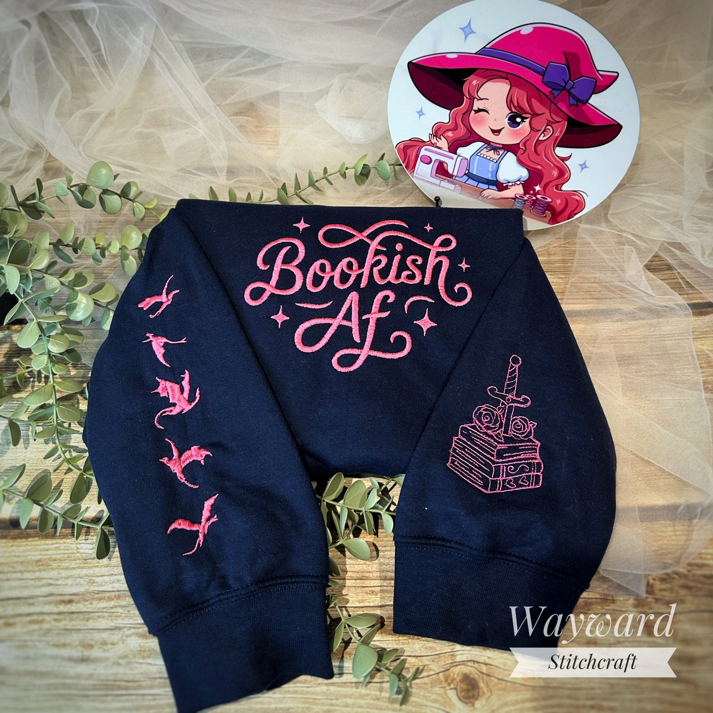 Bookish AF Embroidered Sweatshirt
