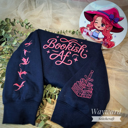 Bookish AF Embroidered Sweatshirt