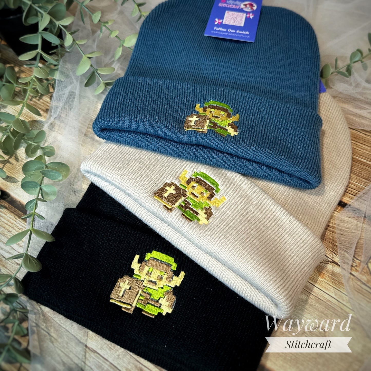 Retro Zelda Embroidered Beanie Hat
