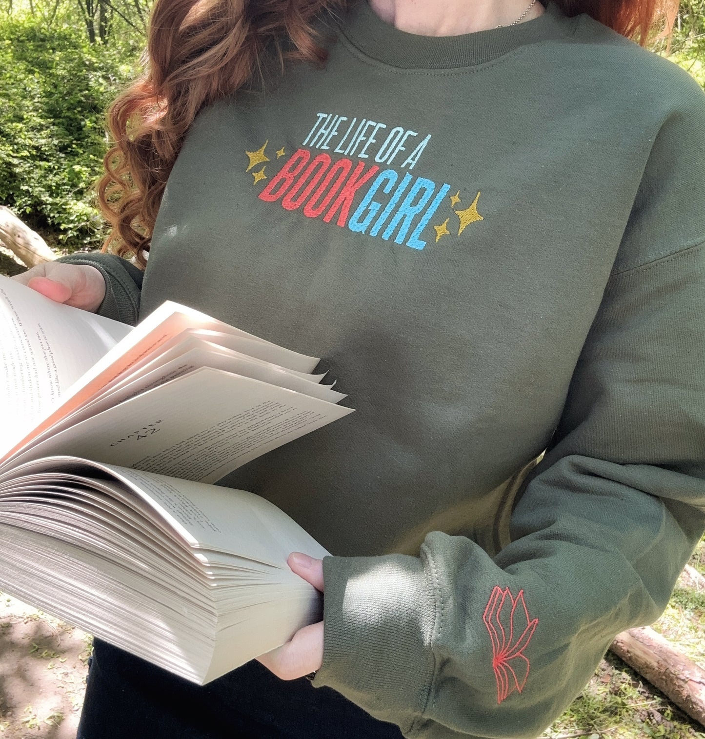 Life Of A Book Girl Embroidered Sweatshirt