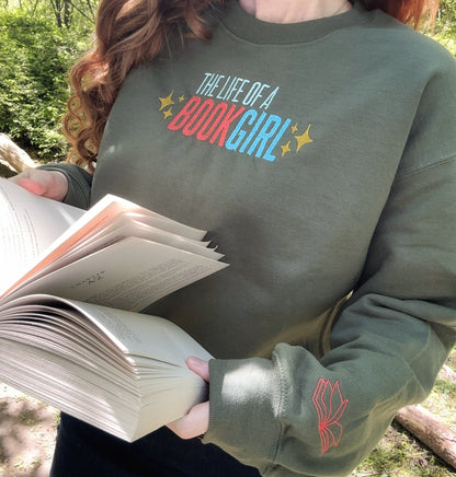 Life Of A Book Girl Embroidered Sweatshirt