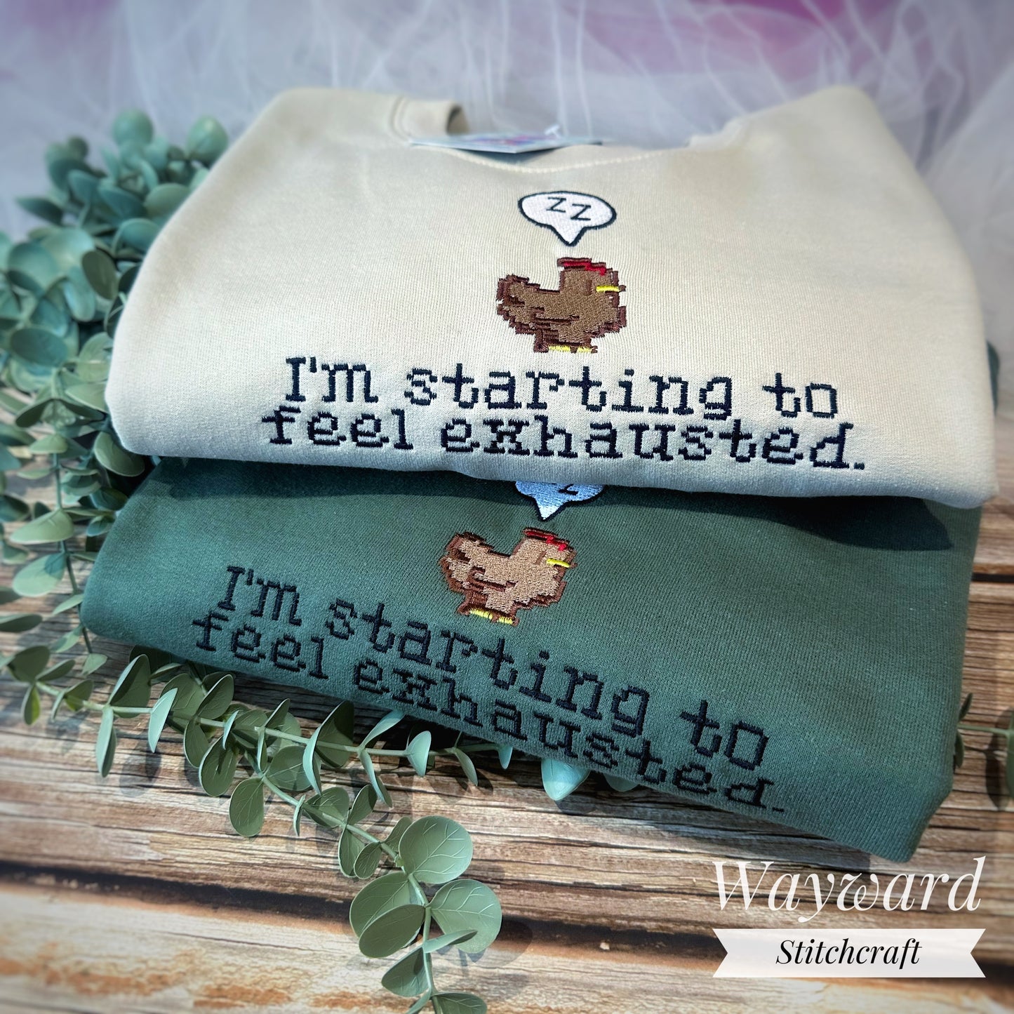 Exhausted Chicken Embroidered Sweatshirt