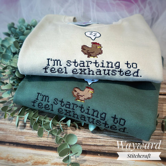 Exhausted Chicken Embroidered Sweatshirt