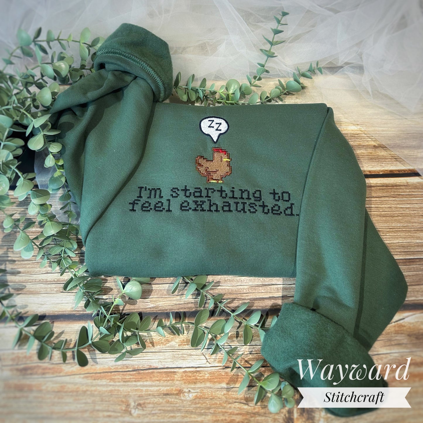 Exhausted Chicken Embroidered Sweatshirt