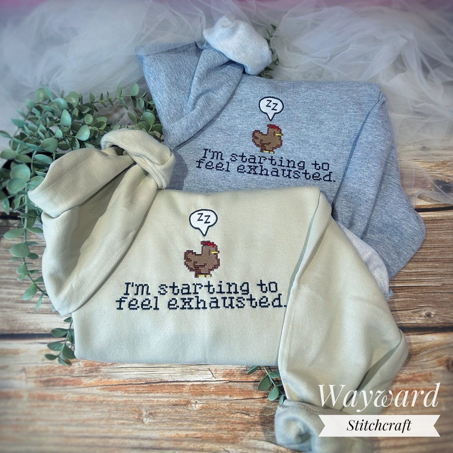 Exhausted Chicken Embroidered Sweatshirt