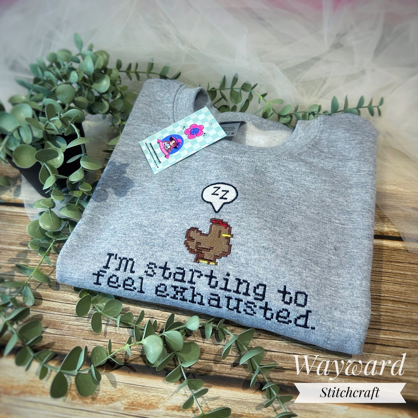 Exhausted Chicken Embroidered Sweatshirt
