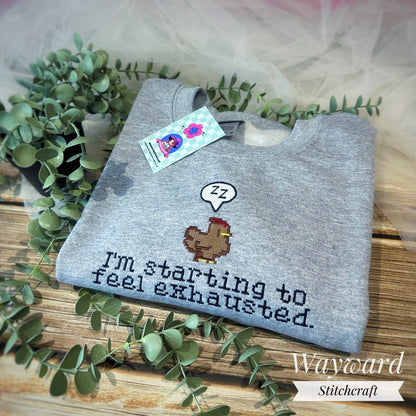 Exhausted Chicken Embroidered Sweatshirt
