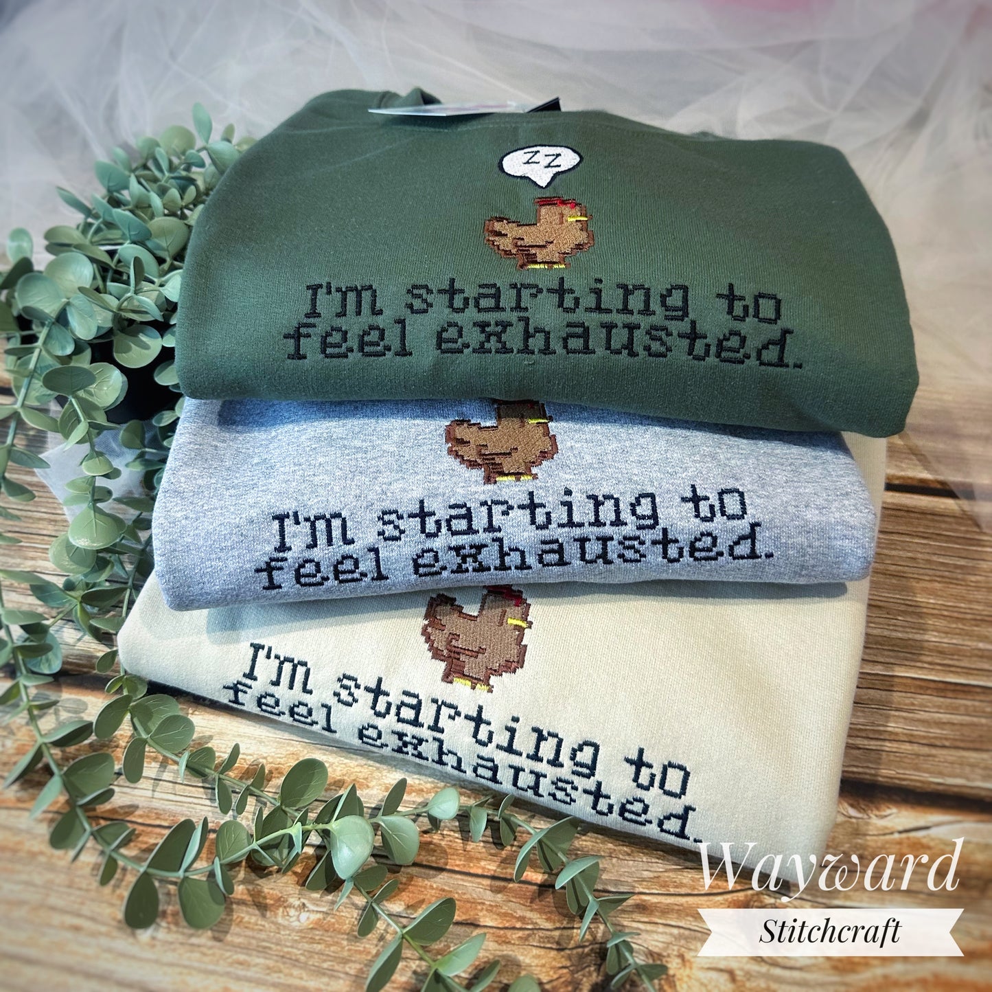 Exhausted Chicken Embroidered Sweatshirt