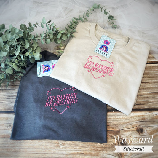 Rather Be Reading Embroidered T-Shirt