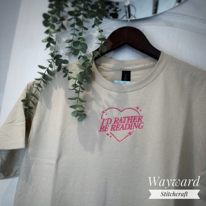 Rather Be Reading Embroidered T-Shirt
