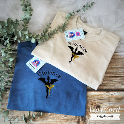 Book Dragon Inspired Embroidered T-Shirt