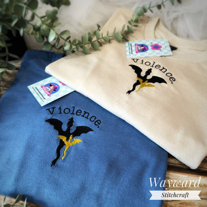 Book Dragon Inspired Embroidered T-Shirt