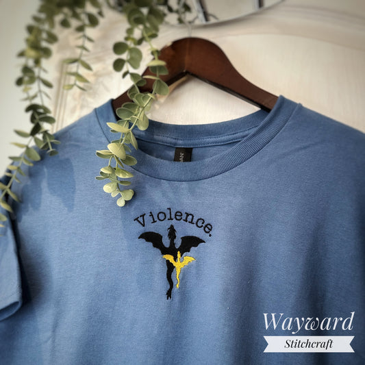 Book Dragon Inspired Embroidered T-Shirt