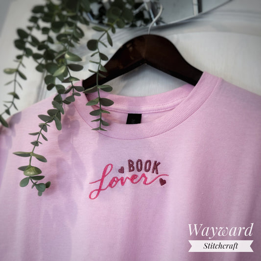 Book Lover Embroidered T-Shirt