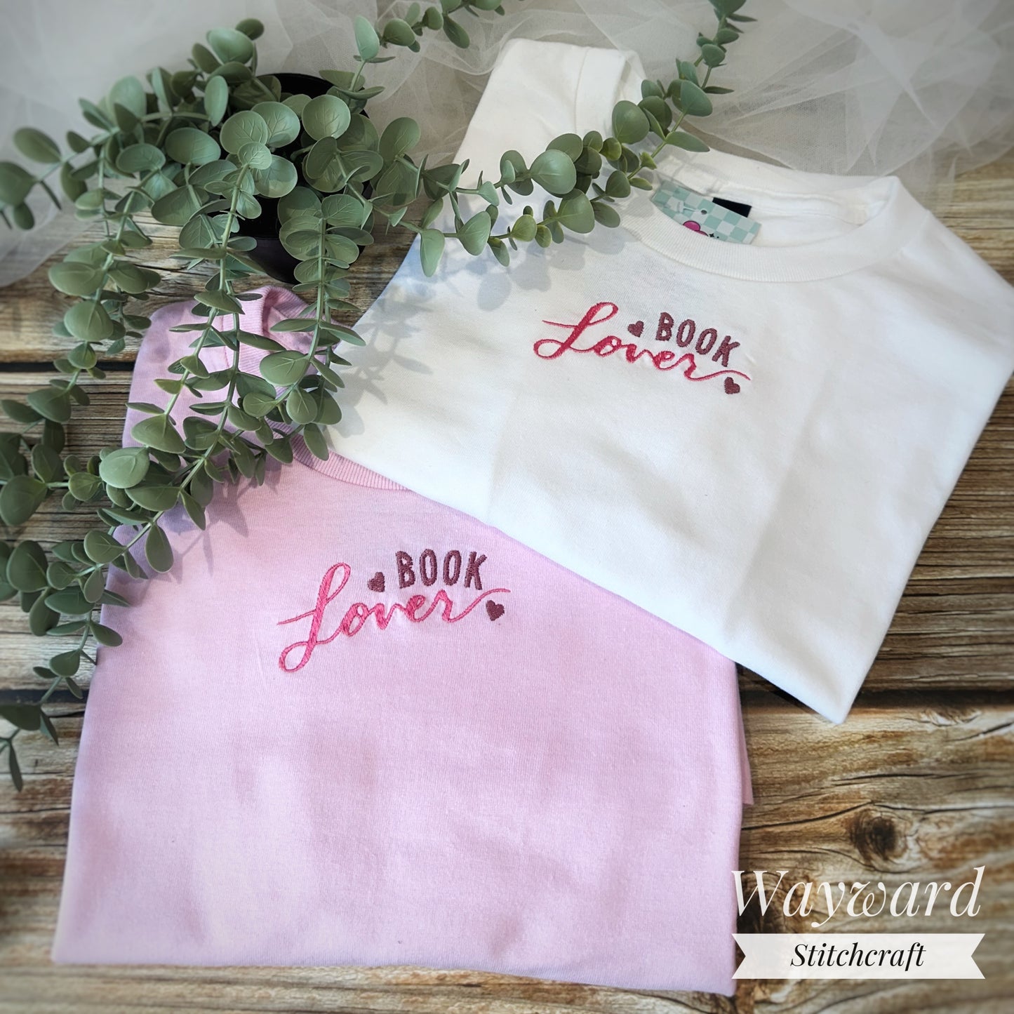 Book Lover Embroidered T-Shirt