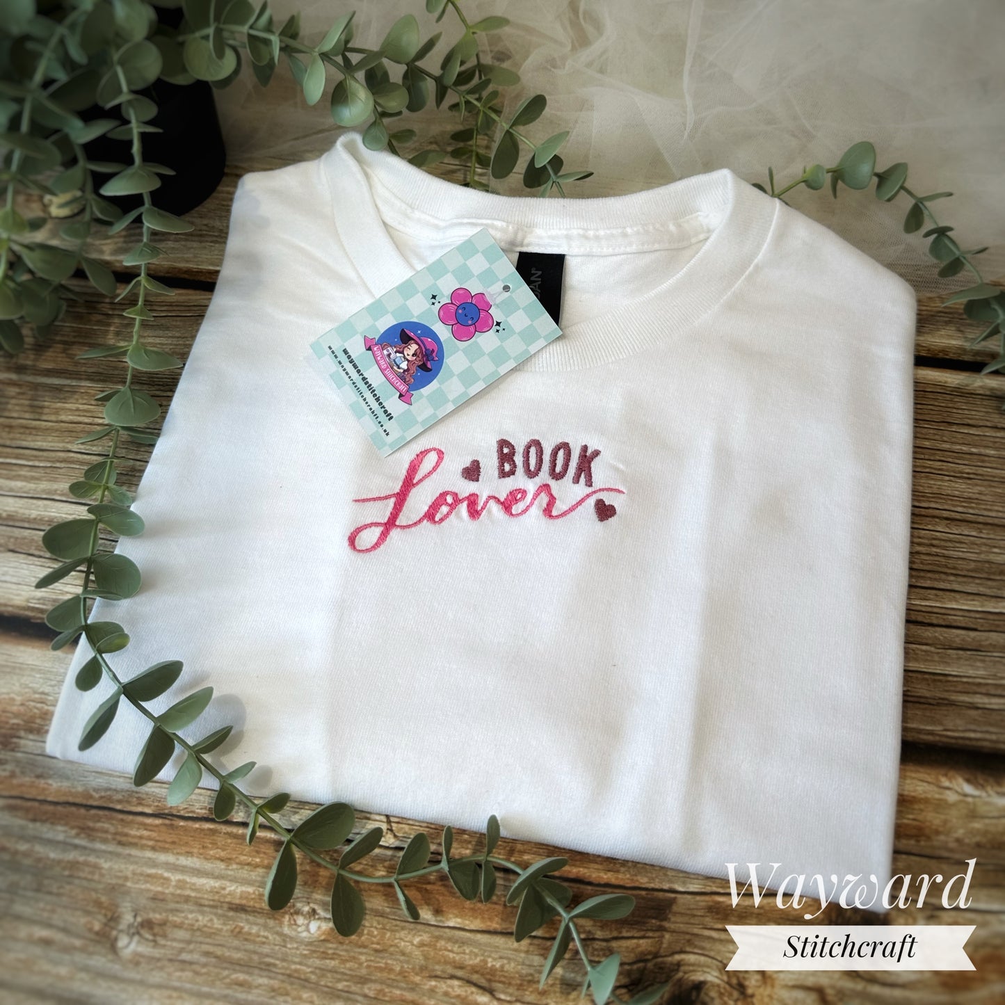 Book Lover Embroidered T-Shirt