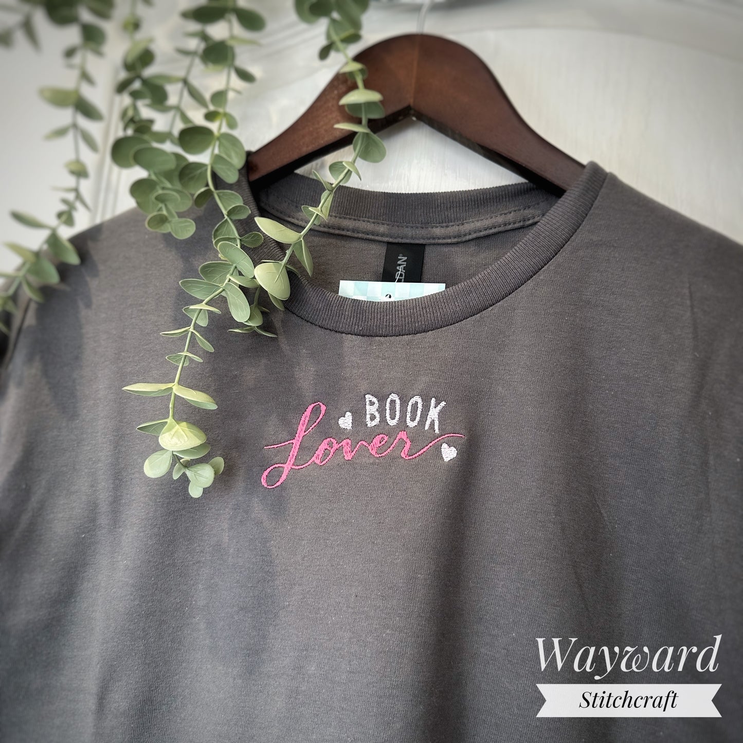 Book Lover Embroidered T-Shirt