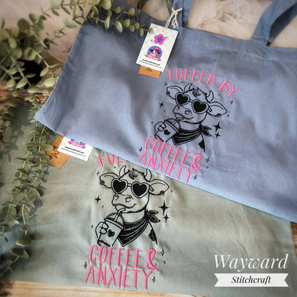Coffee & Anxiety Embroidered Tote Bag
