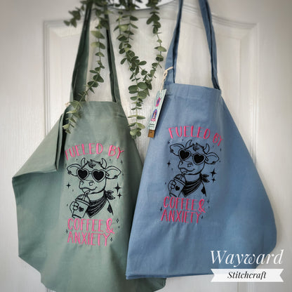 Coffee & Anxiety Embroidered Tote Bag