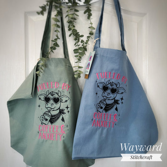 Coffee & Anxiety Embroidered Tote Bag