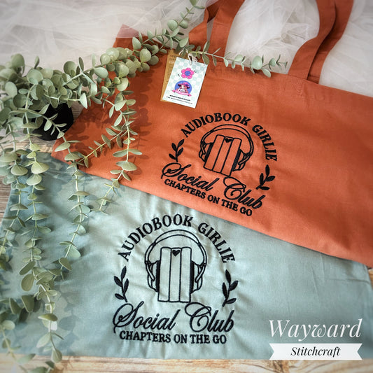 Audiobook Babe Embroidered Tote Bag