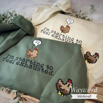 Exhausted Chicken Embroidered Sweatshirt
