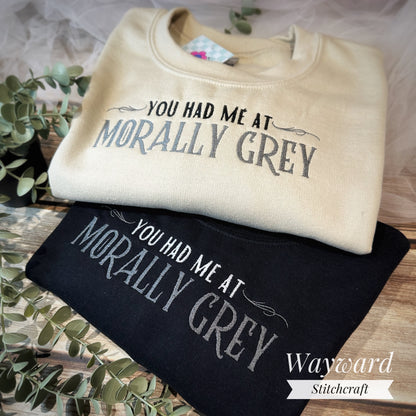 Morally Grey Embroidered Sweatshirt