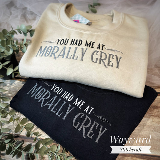 Morally Grey Embroidered Sweatshirt