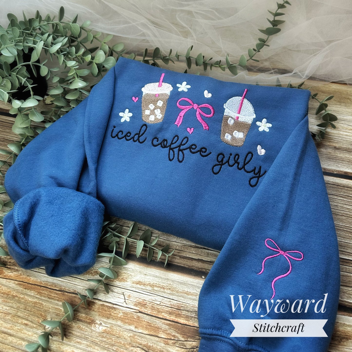 Iced Coffee Girly Embroidered Sweatshirt