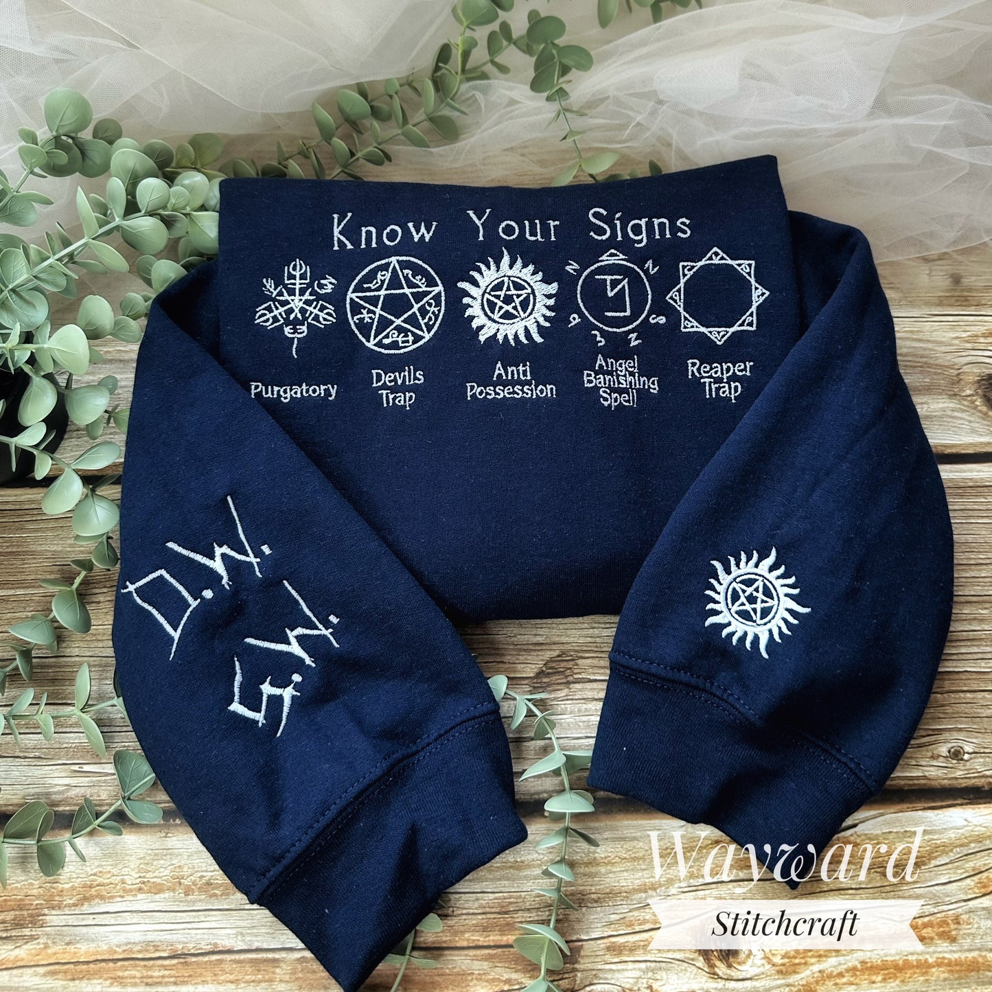 SPN Know Your Signs Inspired Embroidered Sweatshirt