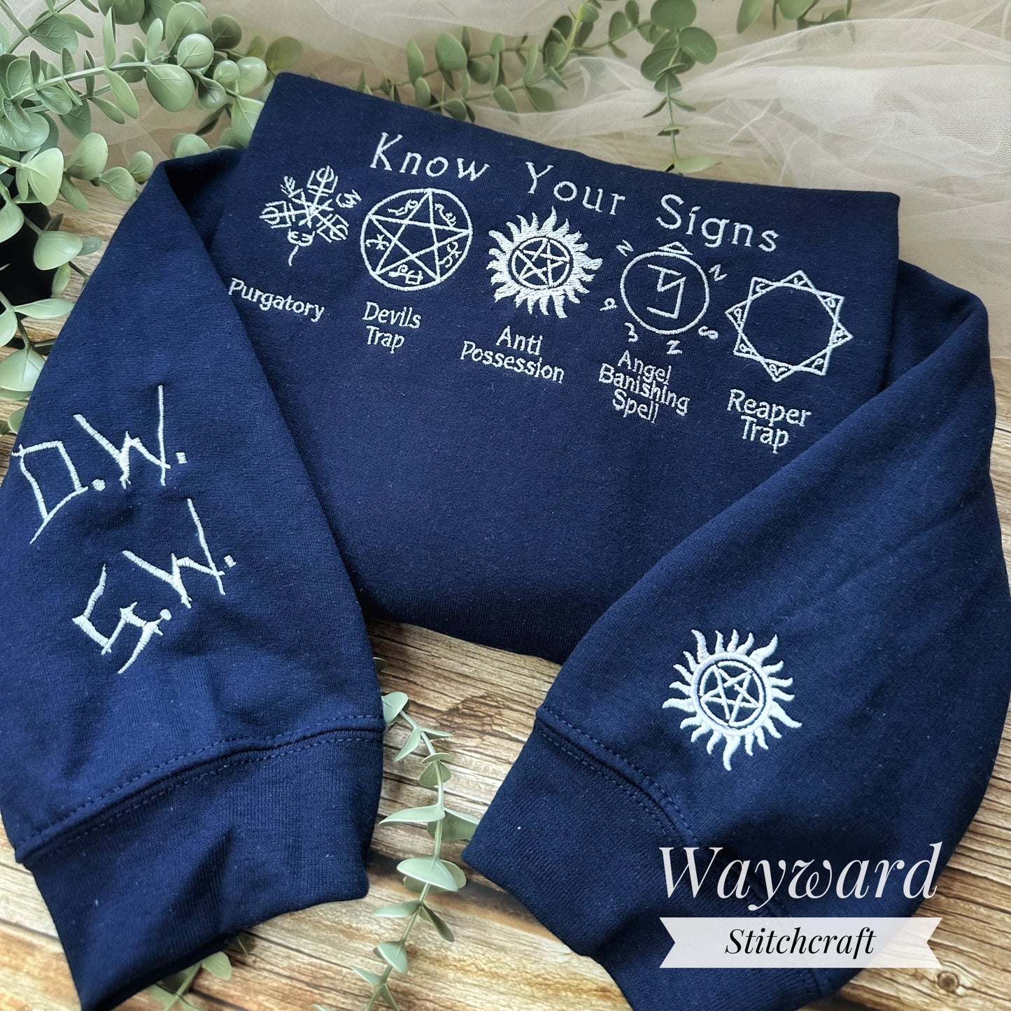 SPN Know Your Signs Inspired Embroidered Sweatshirt