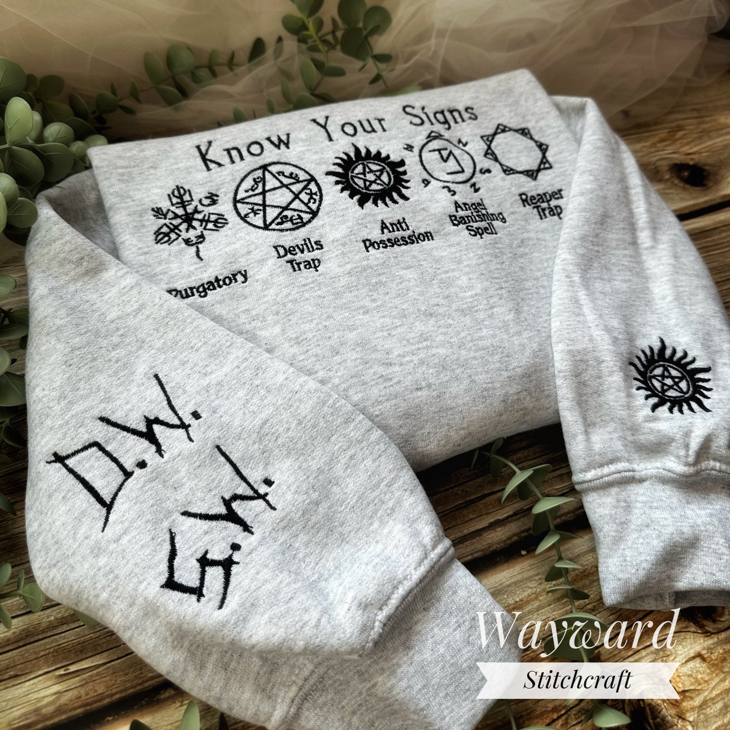 SPN Know Your Signs Inspired Embroidered Sweatshirt