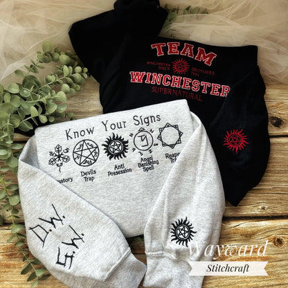 SPN Know Your Signs Inspired Embroidered Sweatshirt