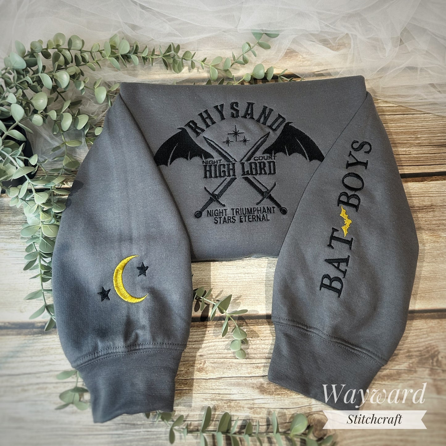 Rhysand Inspired Embroidered Sweatshirt