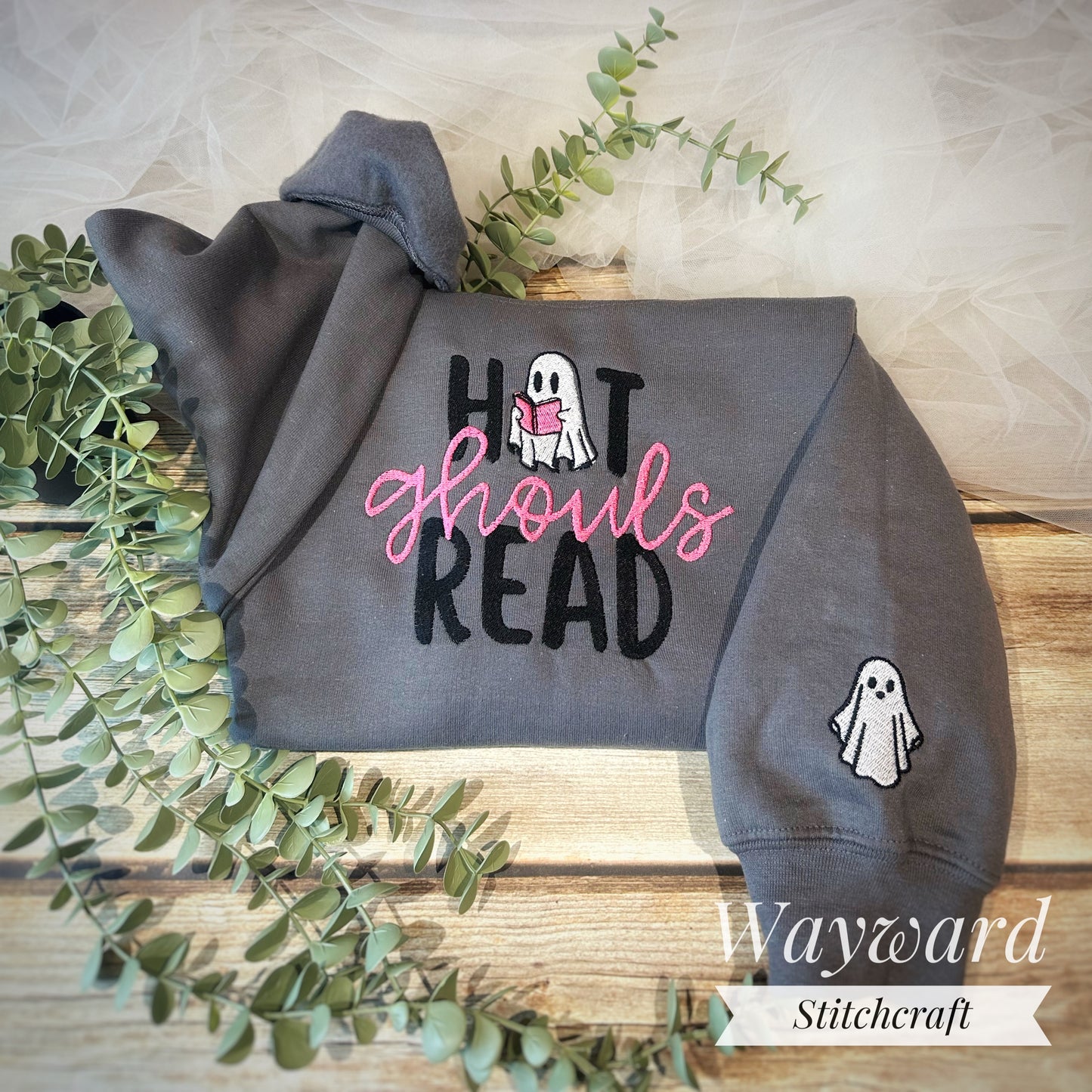 Hot Ghouls Read Embroidered Sweatshirt