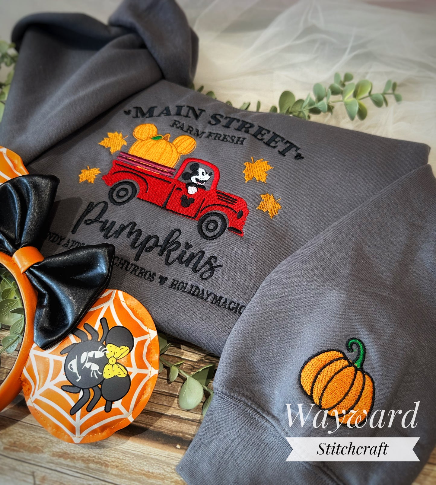 Main Street Pumpkins Embroidered Sweatshirt