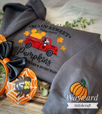 Main Street Pumpkins Embroidered Sweatshirt