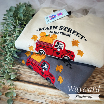 Main Street Pumpkins Embroidered Sweatshirt
