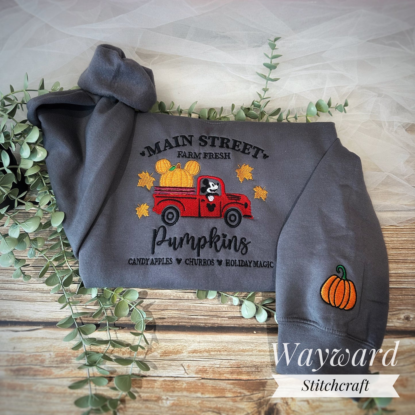 Main Street Pumpkins Embroidered Sweatshirt