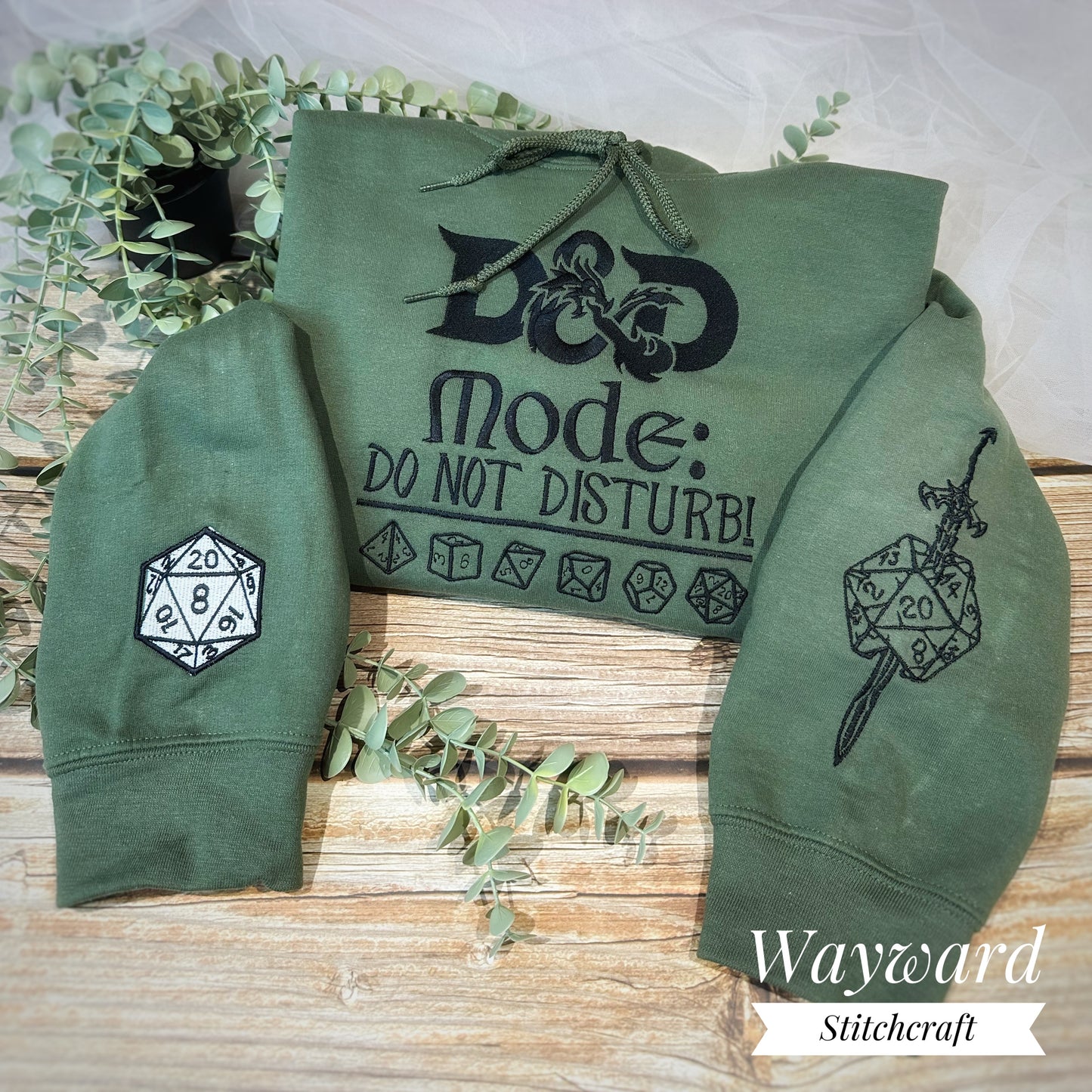 D&D Gamer Inspired Embroidered Hoodie