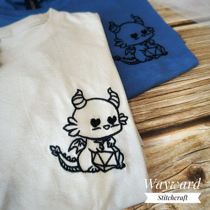 Dragon With Dice Embroidered T-Shirt