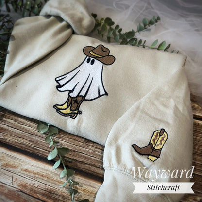Spooky Western Ghost Embroidered Sweatshirt