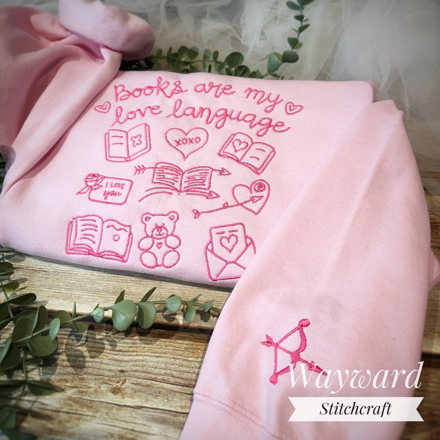 Books Are My Love Language Embroidered Sweatshirt