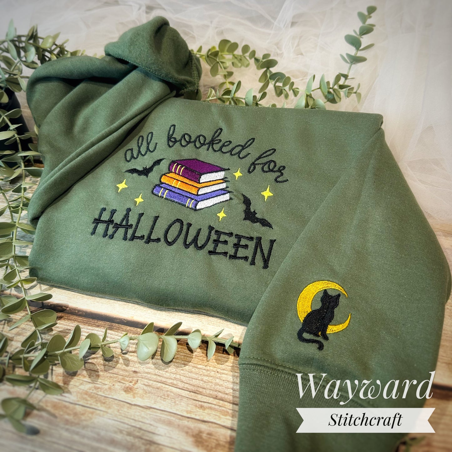All Booked For Halloween Embroidered Sweatshirt