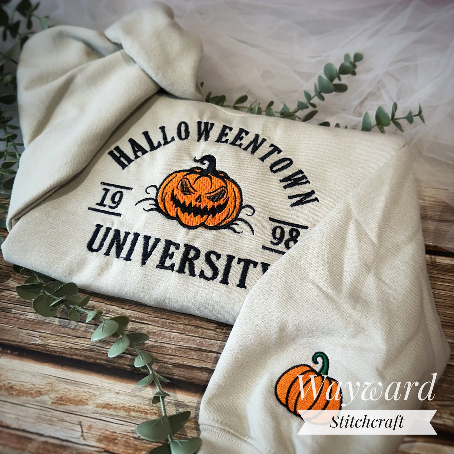 Halloween Town University Pumpkin Embroidered Sweatshirt