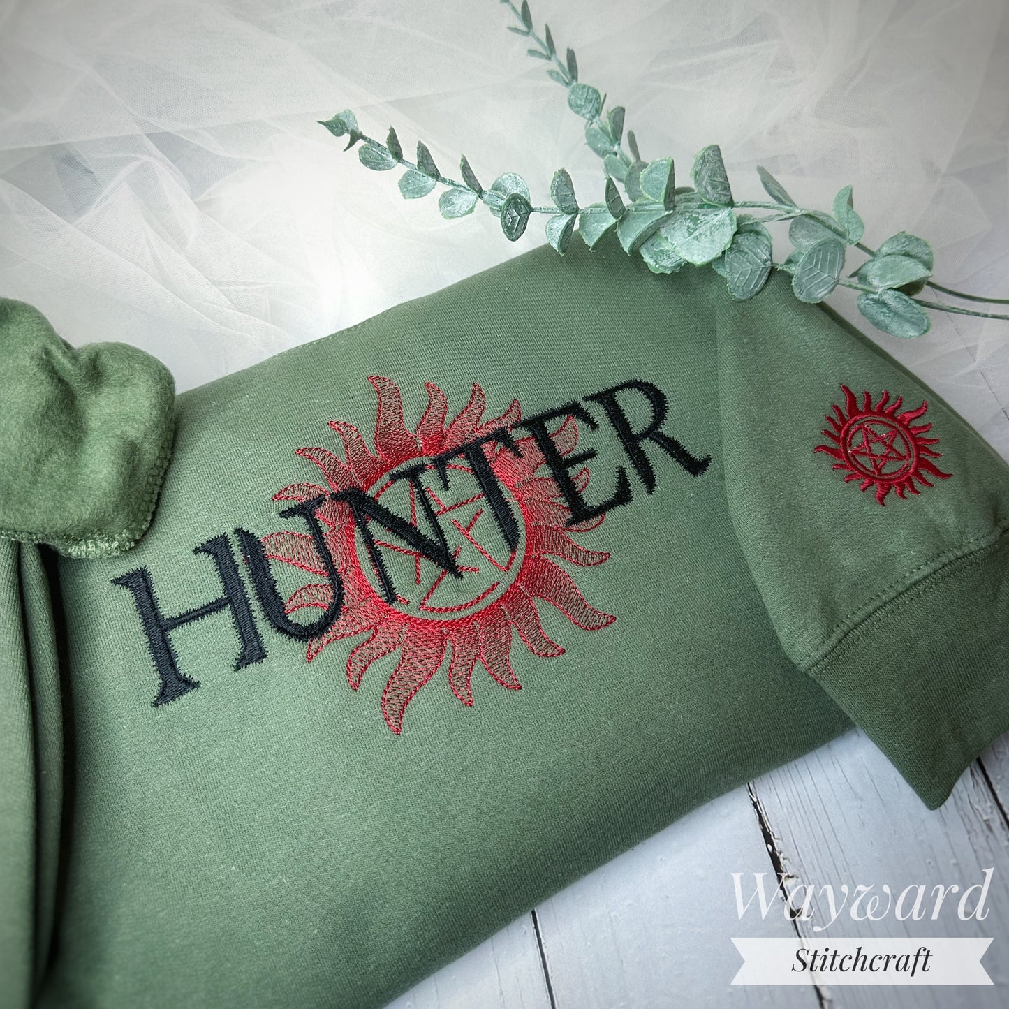 Supernatural Hunter Inspired Embroidered Sweatshirt